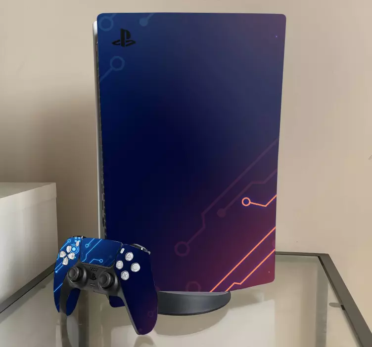 Kredsløb blå og rød gradient ps5 klistermærke - TenStickers