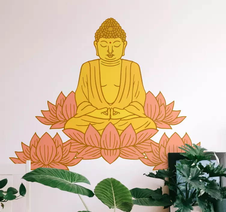 Kunstklistermærke lotus buddha figur - TenStickers