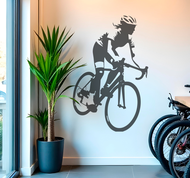 Kvindelig cyklist wallsticker dyr - TenStickers