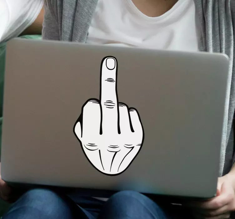 Langfingermærke til hvid bærbar computer - TenStickers