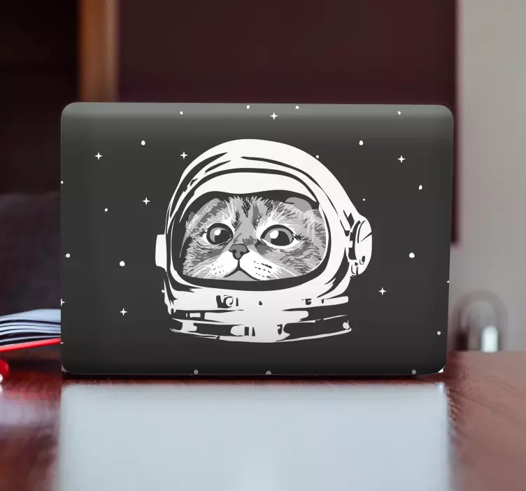 Laptop klistermærke astronaut kat ansigt - TenStickers