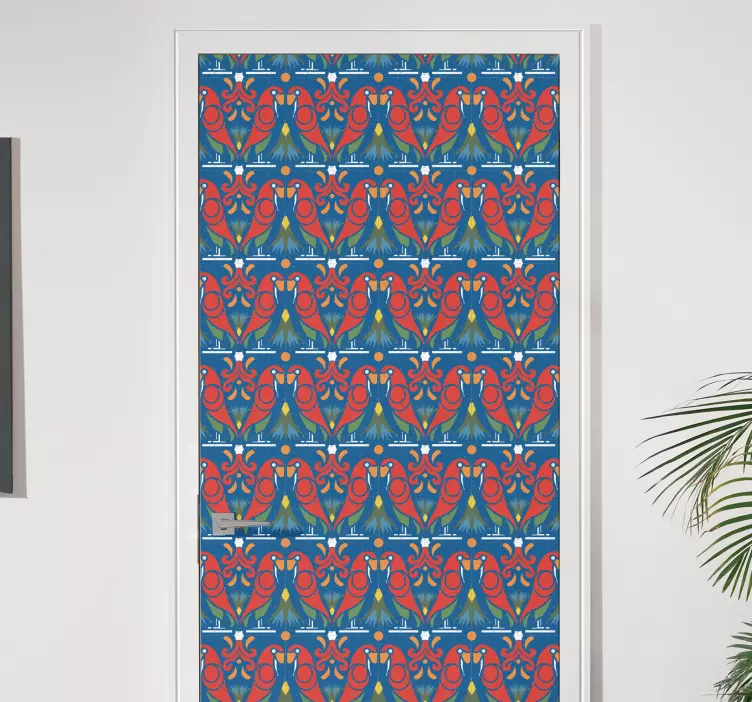 Levende fuglemotiv klistermærke til dør - TenStickers