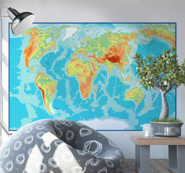 Levende globalt kort wallsticker dyr - TenStickers
