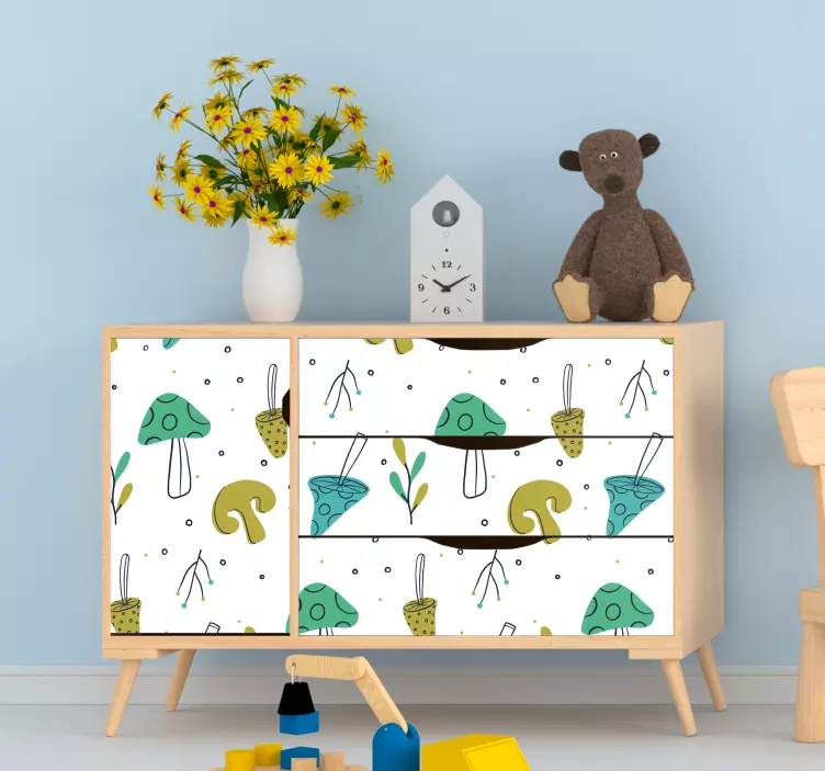 Levende svampemotiv folie til møbler - TenStickers