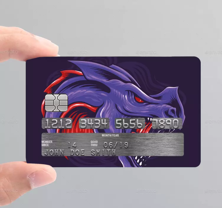Lilla dragon card sticker - TenStickers