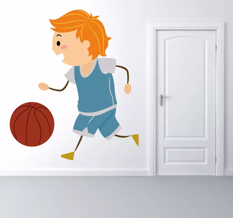 Lille dreng spiller basketballklistermærke - TenStickers