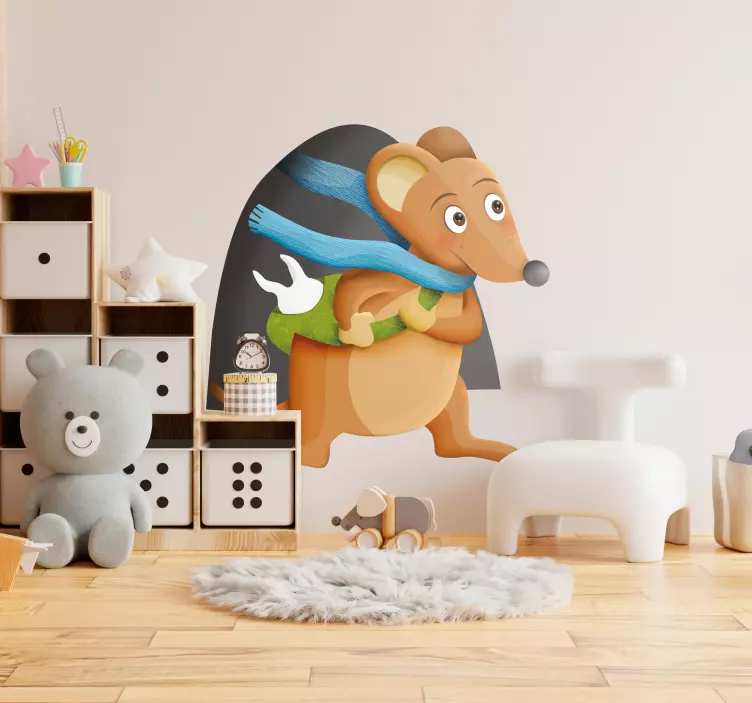 Lille mus ind i væggen klistermærke - TenStickers