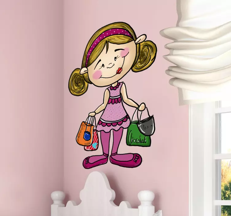 Lille pige shopping klistermærke - TenStickers