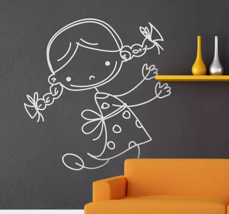 Lille pige skitse børn klistermærke - TenStickers