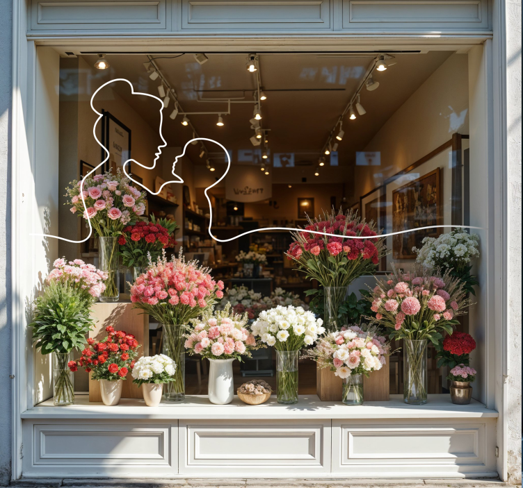 Line art mor butiksvinduer klistermærke - TenStickers