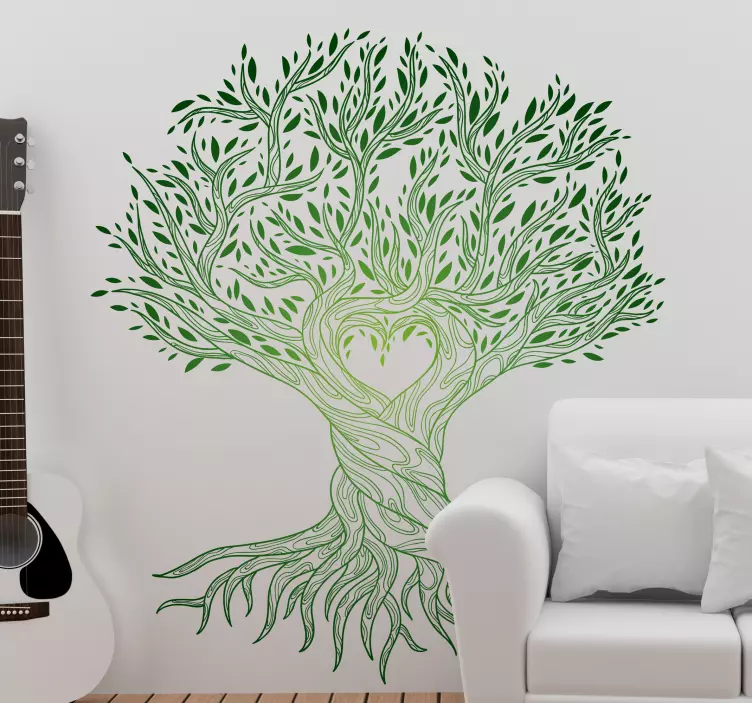 Wallsticker til stuen med livets træ hjerte design - TenStickers