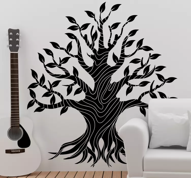 Livets træ linjer træ væg klistermærke - TenStickers