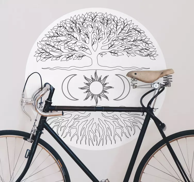 Livets træ måne og sol træ væg klistermærke - TenStickers