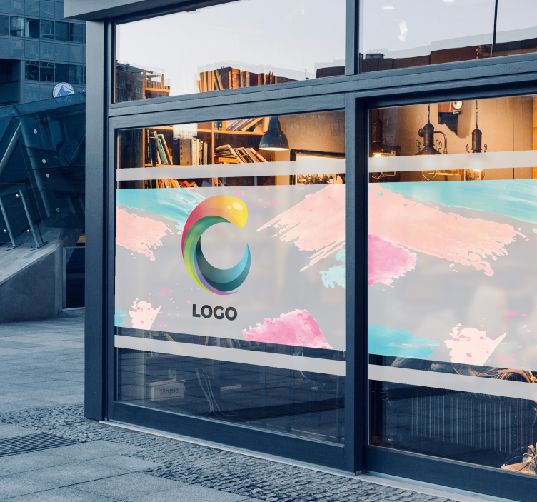 Logo kastet på gennemsigtig butik klistermærke - TenStickers