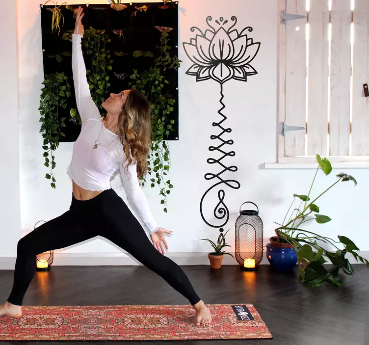 Lotusblomst unalome blomstret wallsticker - TenStickers