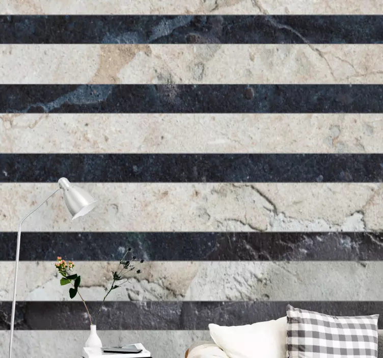 Lysegrå beton med vandrette liniedekaler - TenStickers
