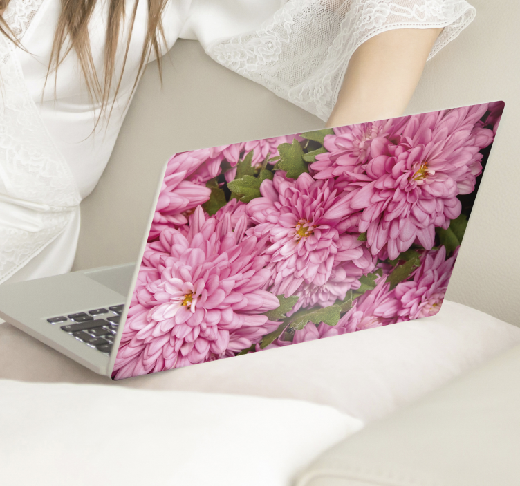Pink blomster forår laptop klistermærke - TenStickers