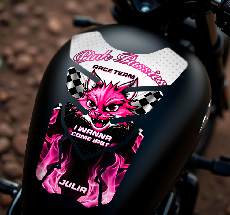 Lyserød kat motorcykelklistermærke - TenStickers