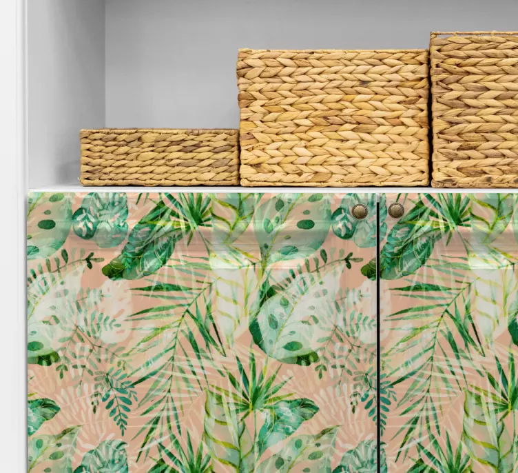 Pink blomsterblade design møbler klistermærke - TenStickers