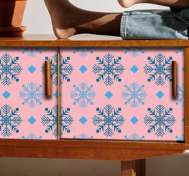 Lyserødt snefnugmønster wallsticker dyr - TenStickers