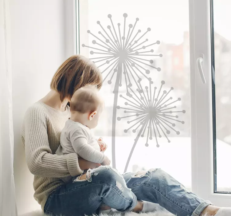 Mærke med mælkebøtte plante vindue - TenStickers