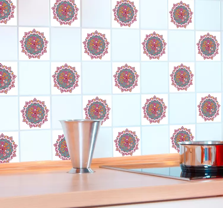 Mandala flise dekorative vinyl flise klistermærke - TenStickers