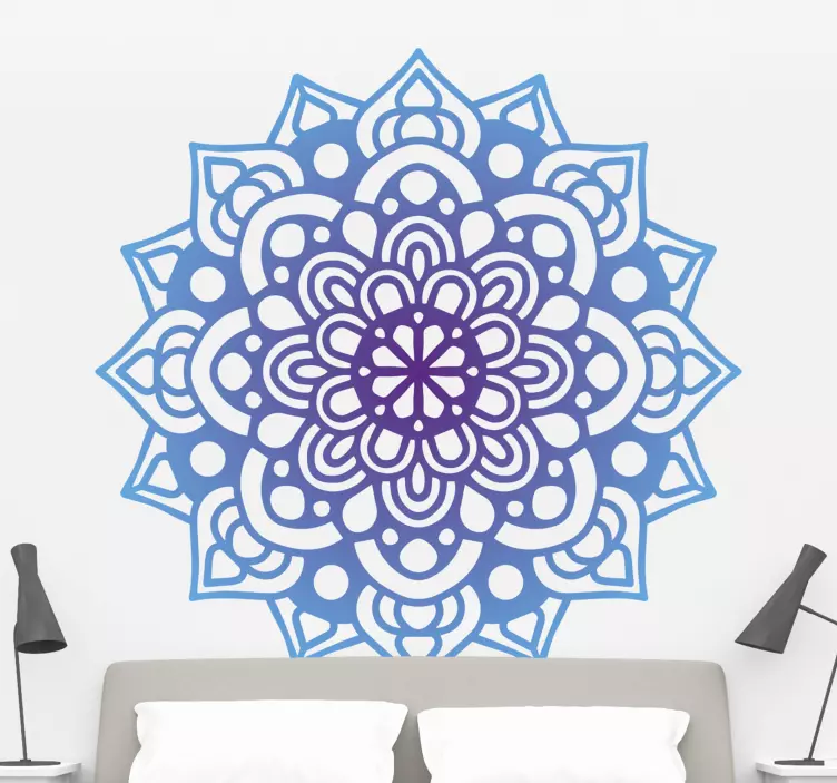 Mandala i blå nuancer blomstervægsticker - TenStickers