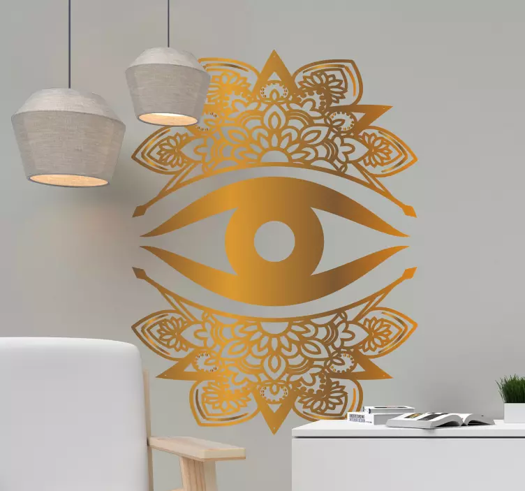 Mandala øje ornament abstrakt væg klistermærke - TenStickers