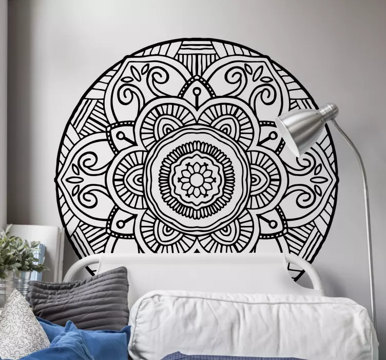 Mandala sort og hvid boheme blomstermærkat - TenStickers
