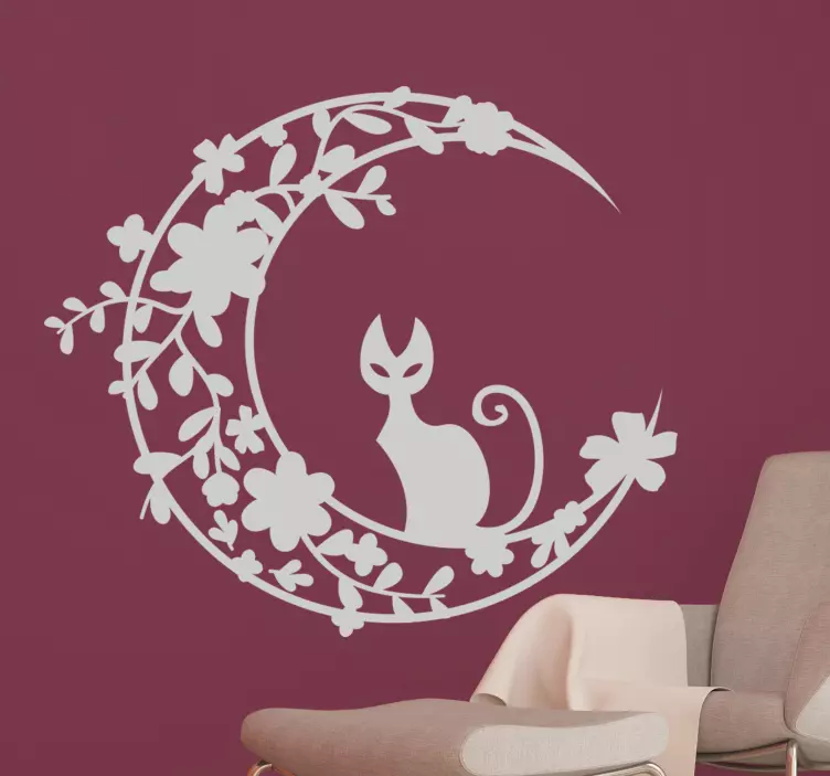 Måne kat wallsticker - TenStickers
