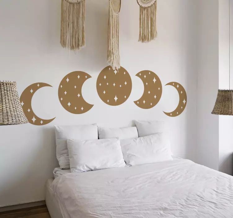 Månefaser soveværelse wallsticker - TenStickers