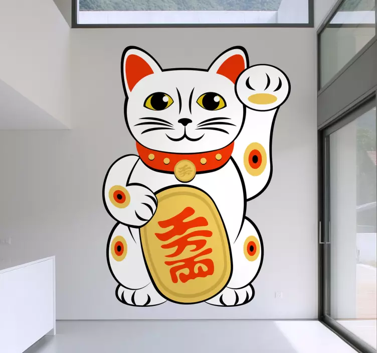 Maneki-neko kat vægklistermærke - TenStickers