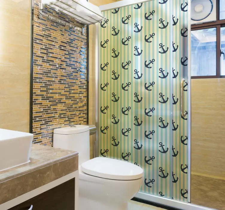 Marineblå lodrette striber brusebadskærmoverføringsbillede - TenStickers