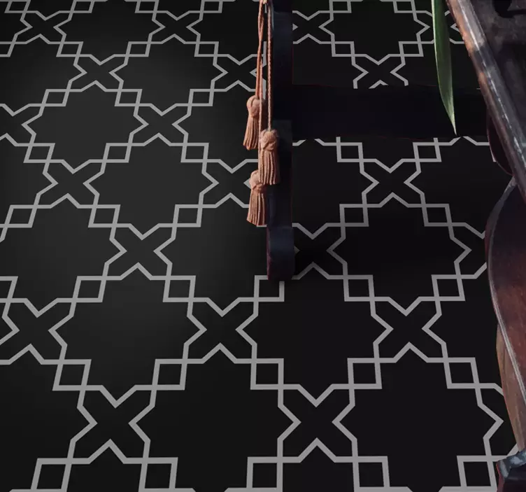 Grå og hvid Marokko stil gulvklistermærke - TenStickers