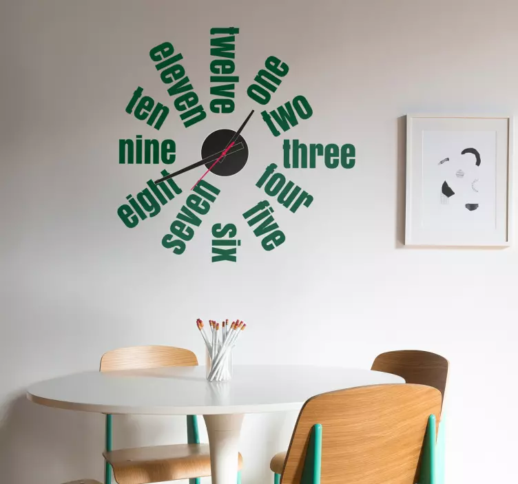Mekanisk ur tal skrevet wallsticker - TenStickers