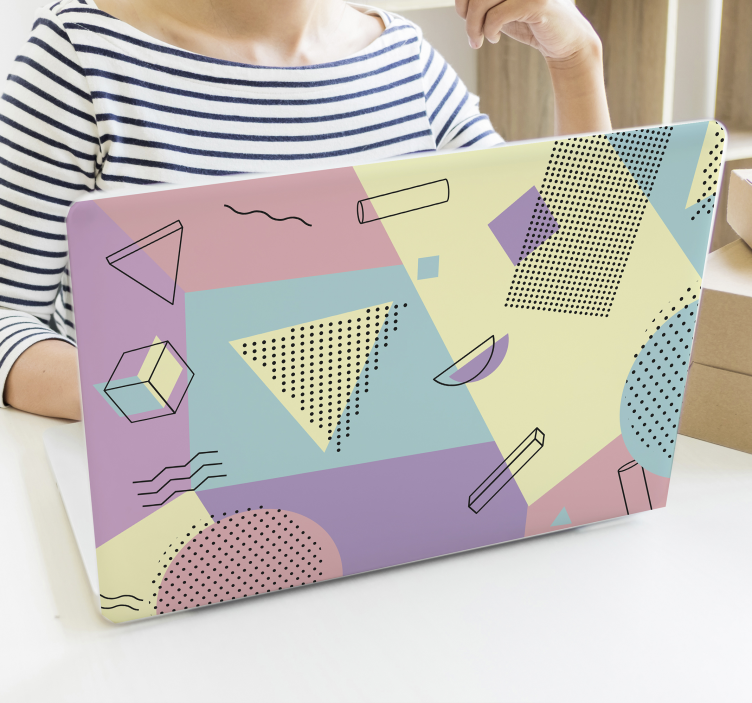 Memphis stil pastel laptop klistermærke - TenStickers