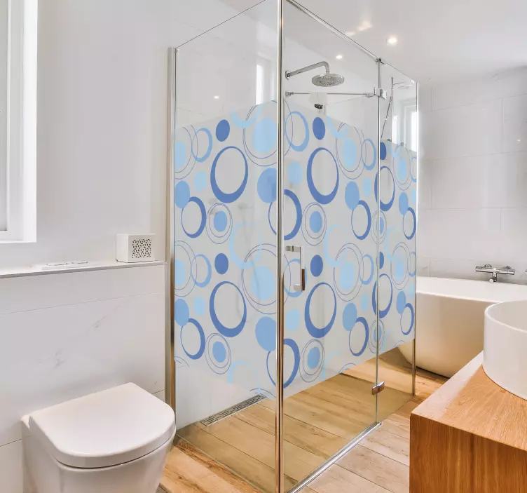 Minimale blå bobler brusekabine klistermærke - TenStickers