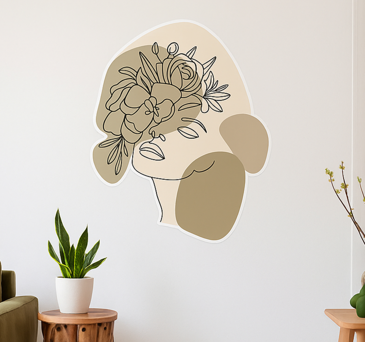 Minimalistisk ansigtsdesign stue wallsticker - TenStickers