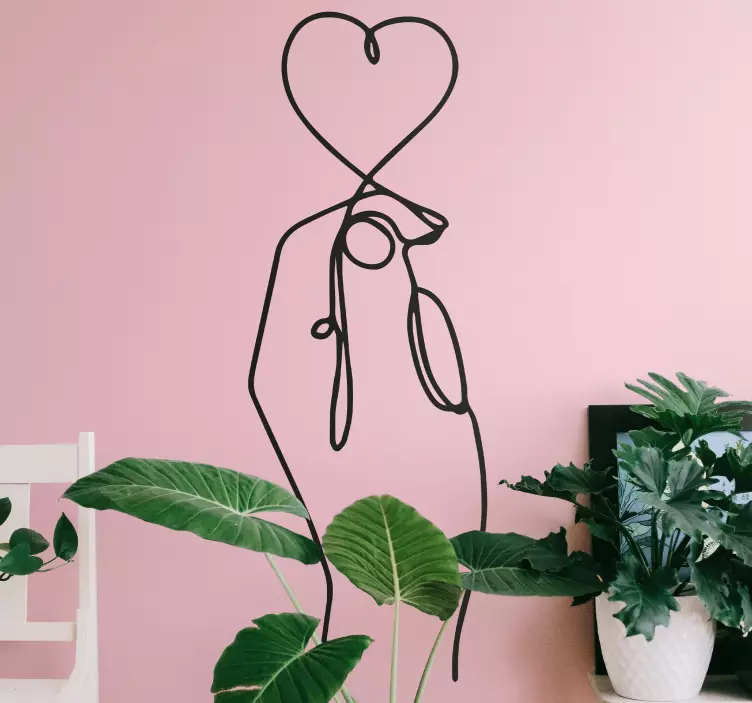 Klistermærke med minimalistisk hånd, der holder hjerte mennesker - TenStickers