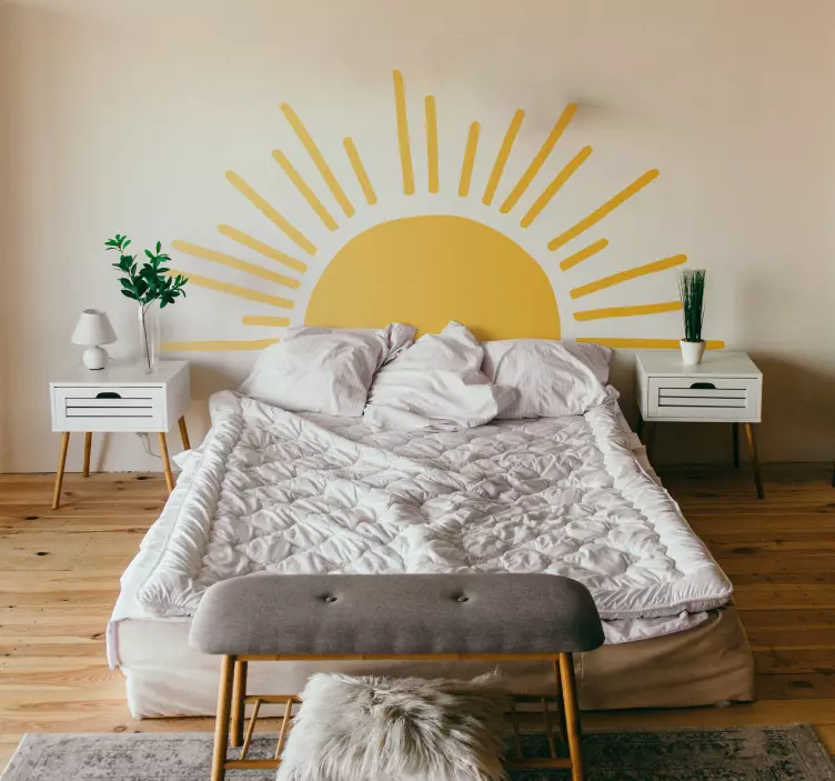 Minimalistisk sol Sengegavl wallstickers - TenStickers