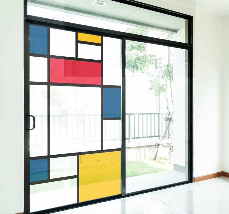 Mondrian kunst vindue klistermærke - TenStickers