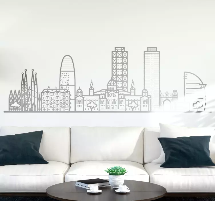 Monocolor barcelona bygninger skyline klistermærke - TenStickers