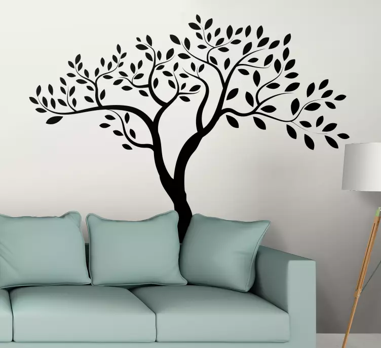 Wallsticker til stuen med monocolor træ og grene - TenStickers