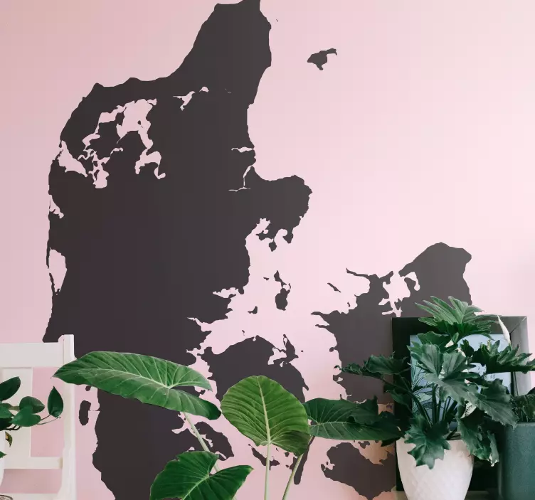 Monocolour danmark kort verdenskort klistermærke - TenStickers