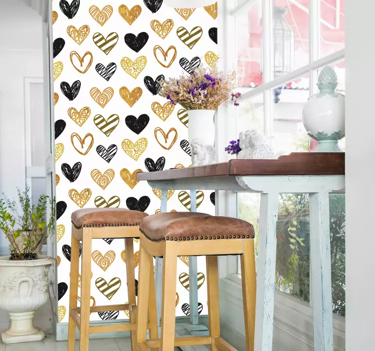 Mønster hjerter valentines dag klistermærke - TenStickers