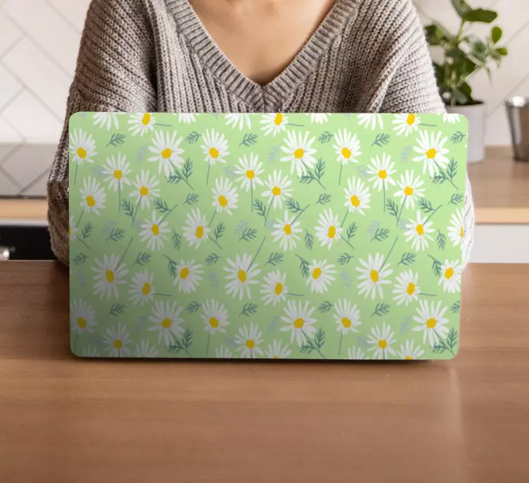 Mønster med forårsblomst daisy laptop skin - TenStickers