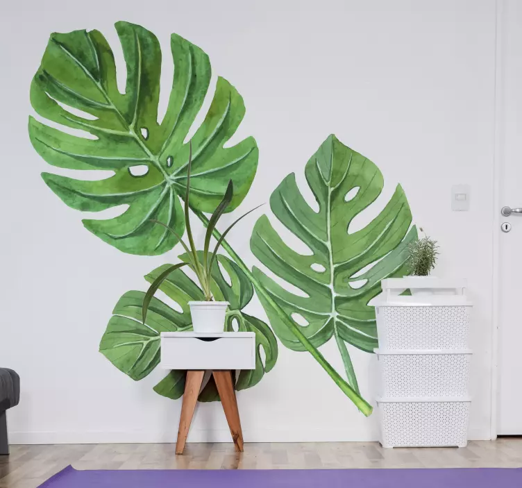 Monstera akvarel blade plante Wallsticker til stuen - TenStickers
