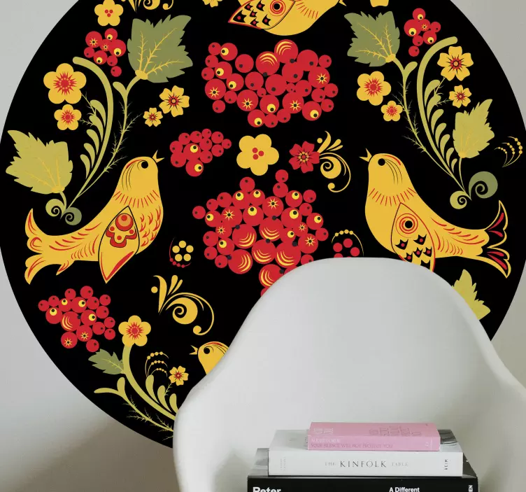 Mørk baggrund folkeslovakisk blomstermærkat - TenStickers