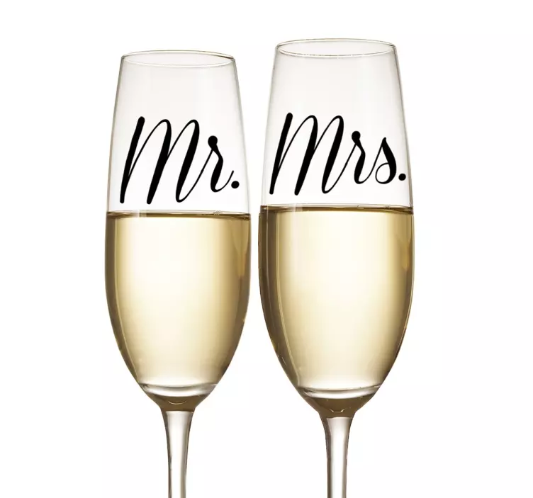 Mr Mrs bryllup glas stickers - TenStickers