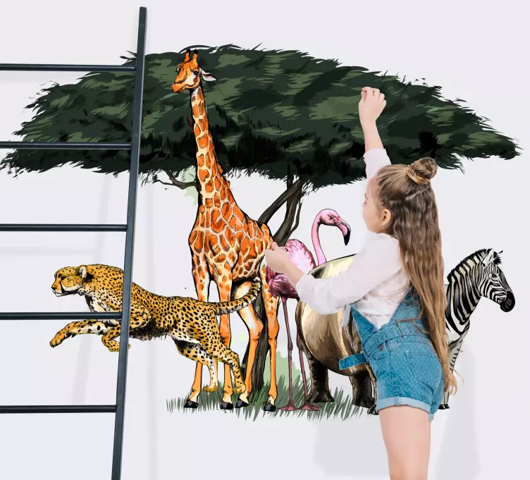 Flerfarvet jungle dyr vilde dyr klistermærker - TenStickers